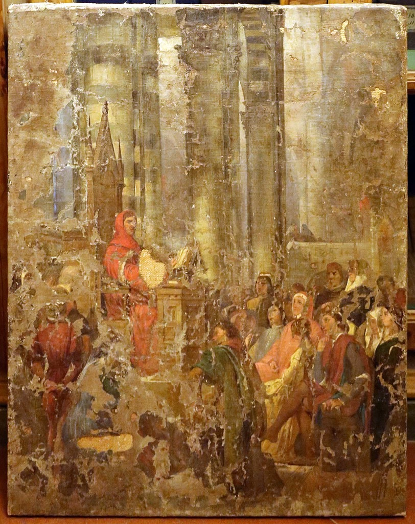 Stefano - Boccaccio legge Dante, danneggiato con l'alluvione